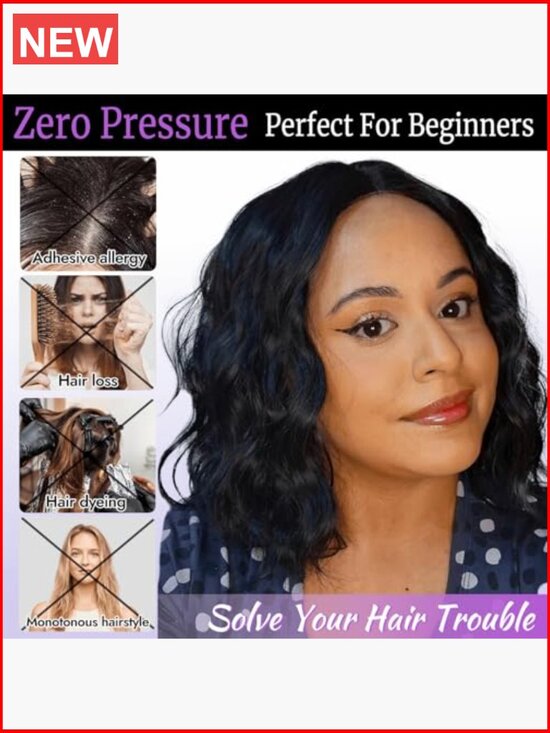 Synthetic Wavy Wig with Lace Front - Heat Resistant - 14 Inch main image 7